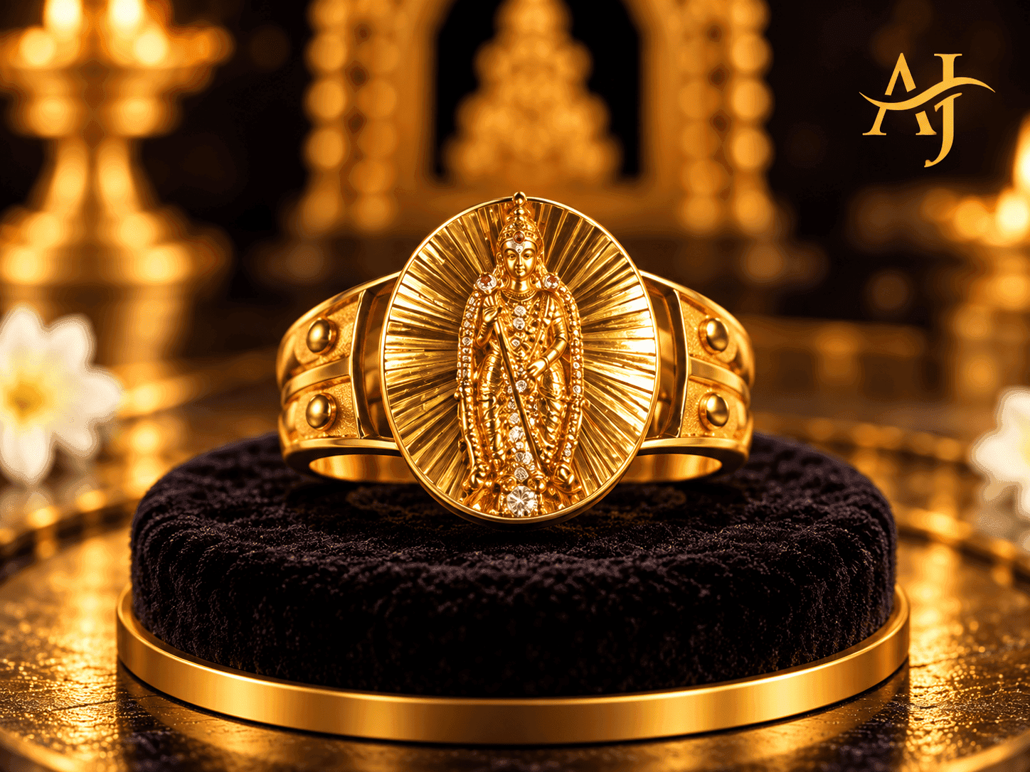 Curve Murugan Royal Gold Temple Ring