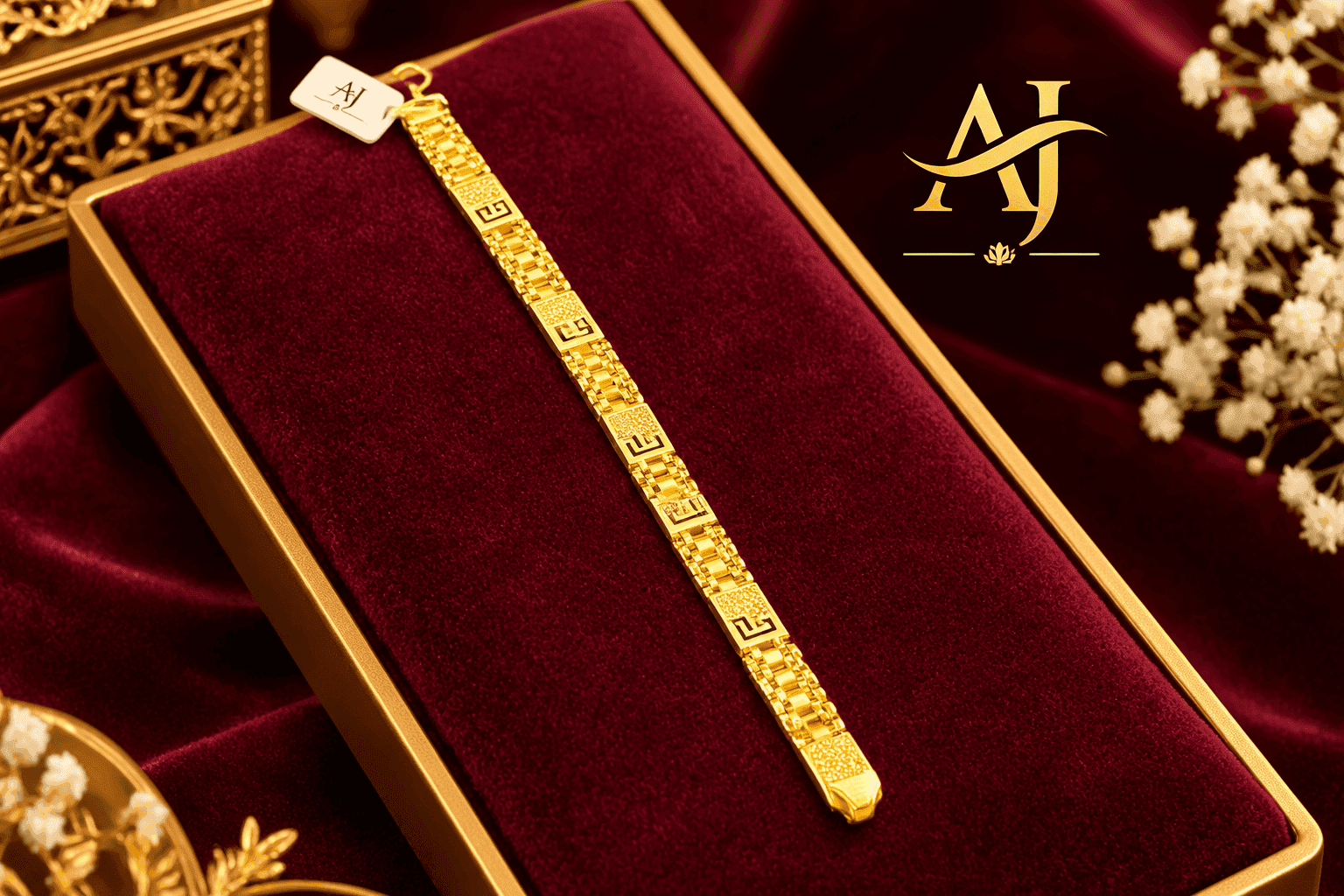 Greek Key Royal Link Gold Bracelet