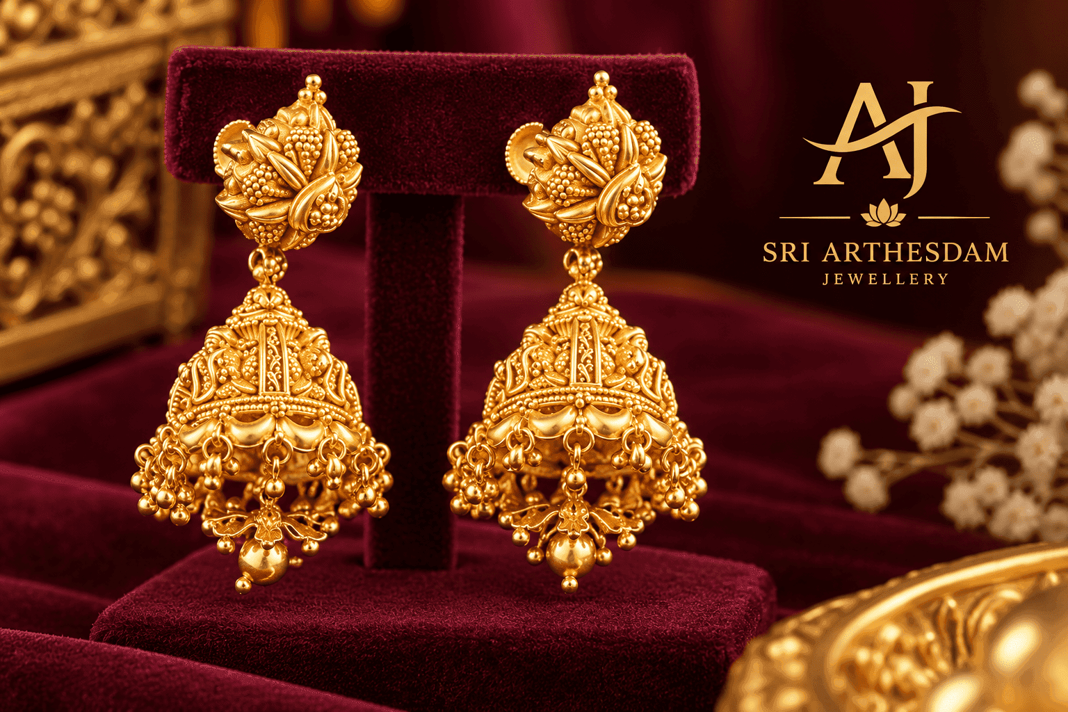 Royal Nakshi Dome Jhumka Drop Earrings